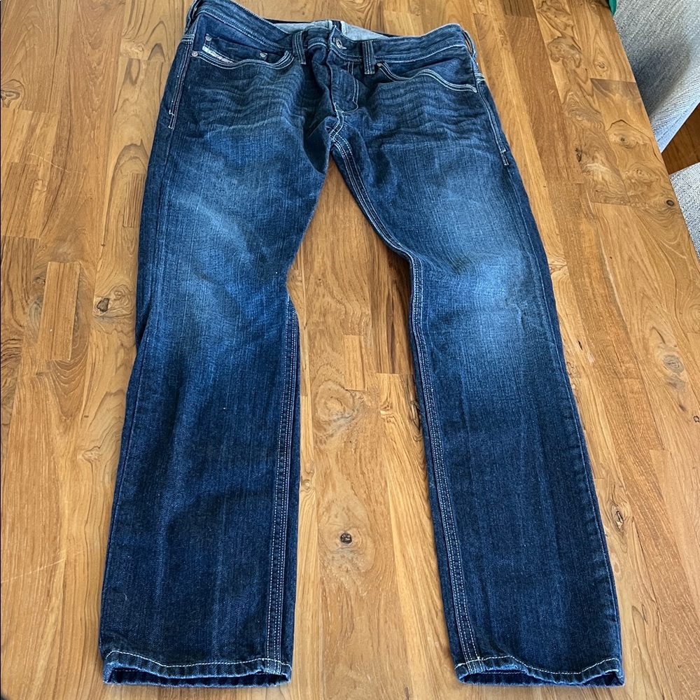 Vintage Diesel Men's Straight Jeans in Dark Blue Wash